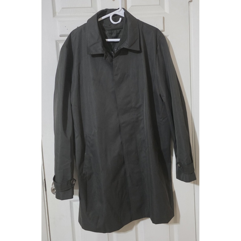 Stafford Mens Trench Coat Jacket Regular Fit Black Raincoat Car Coat Size XL